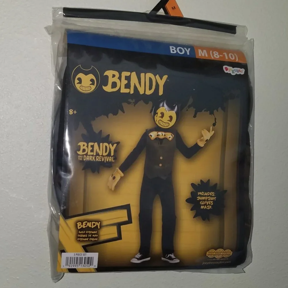 NEW Bendy & Dark Revival Halloween Costume Boys Medium 8-10 Large 10-12